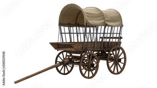 Canvastavla Old wooden covered wagon with canvas roof and large wheels