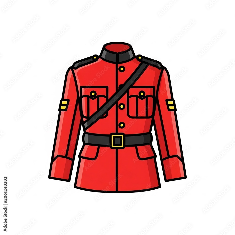 Naklejka premium Traditional red uniform jacket with cross belt