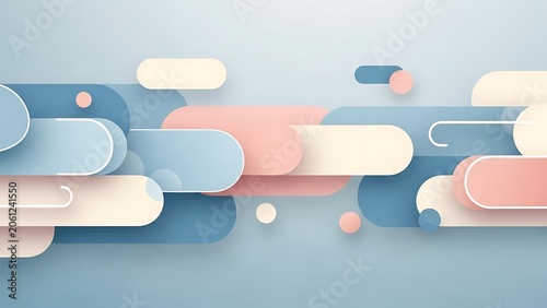 Colorful plastic bathroom accessories set on blue surface.