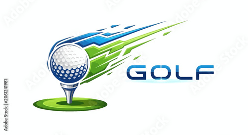 Dynamic Golf Ball Icon with Speed Lines and Text - Modern Sport Emblem