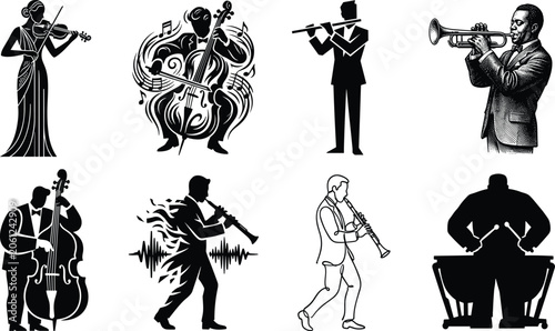 Canvastavla silhouettes of musicians
