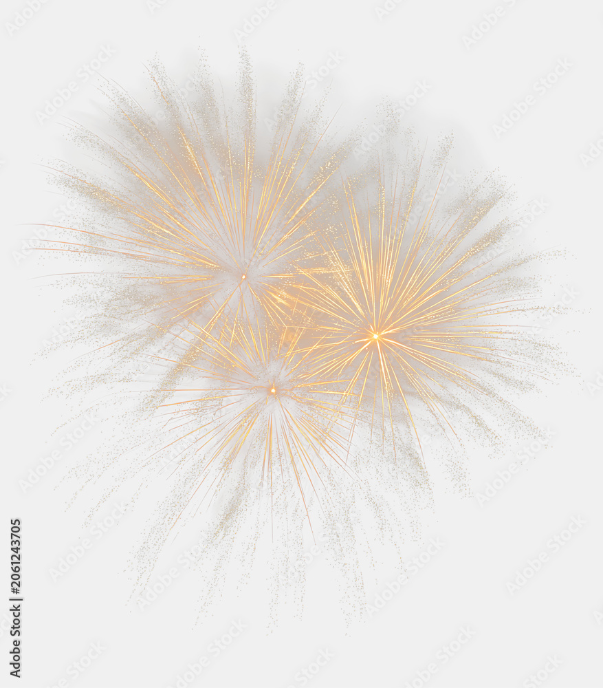 Fototapeta premium Shimmering Fireworks Display with Bright Sparkles PNG