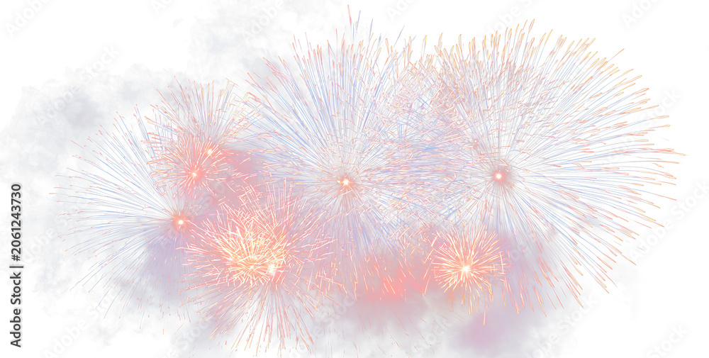 Obraz premium Festive Fireworks Glow with Radiant Light Effects PNG