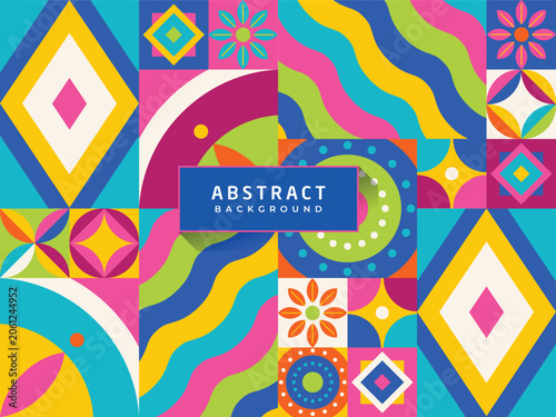 Colorful Modern Batik Geometric Abstract Pattern Background