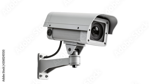 Canvas Print Gray security camera with mounting bracket and cable