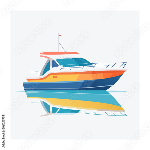 Flat design speedboat with wake vector
