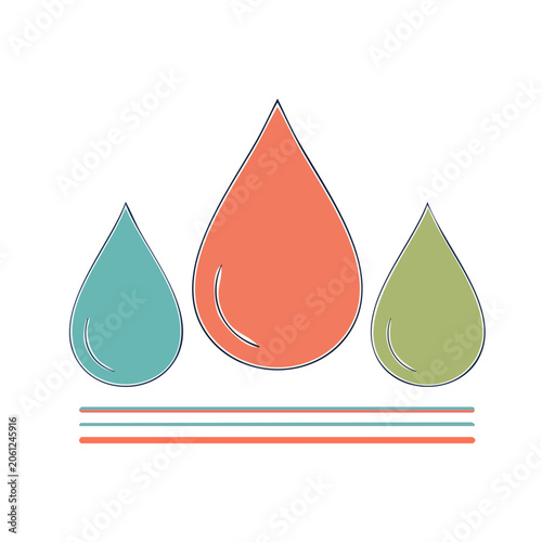 Three colorful geometric cones in flat design