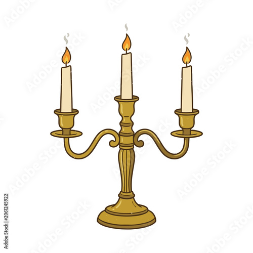Candleholder with candles illustration on white