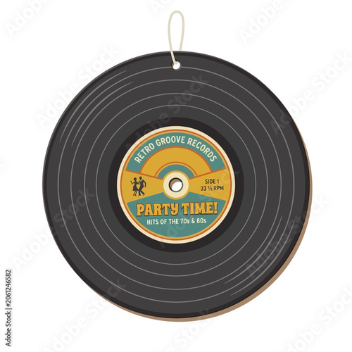 Retro Vinyl Record for Party, 70s & 80s Music, Isolated