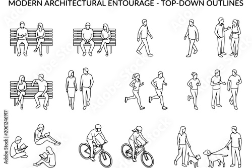 Top View Human Figures Vector Pack for Architectural Drawings