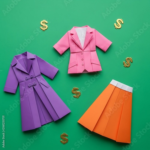 Colorful stacked folded fabric clothing items on turquoise background.