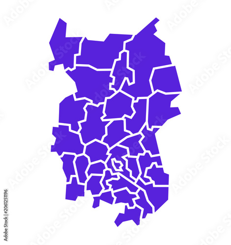Fotografie Omsk Oblast Professional Solid Violet Flat Vector Map with All Administrative Di