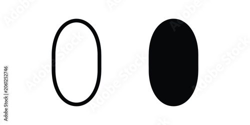 Cuadro en lienzo Minimalist black and white oval shapes representing contrast and duality