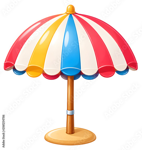 Colorful Striped Beach Umbrella Sticker PNG