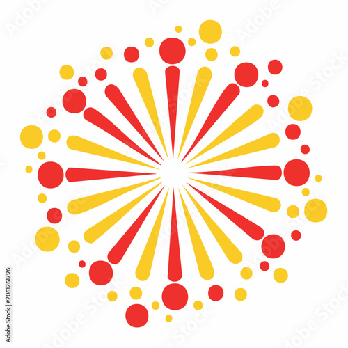 Abstract Red and Yellow Burst with Circles