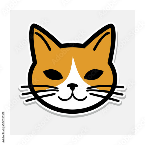 Orange and white cat face icon with transparent background