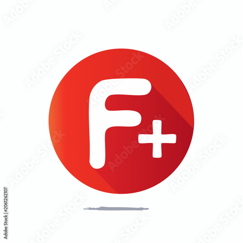 Red Circle Icon with White Letter F and Plus Sign