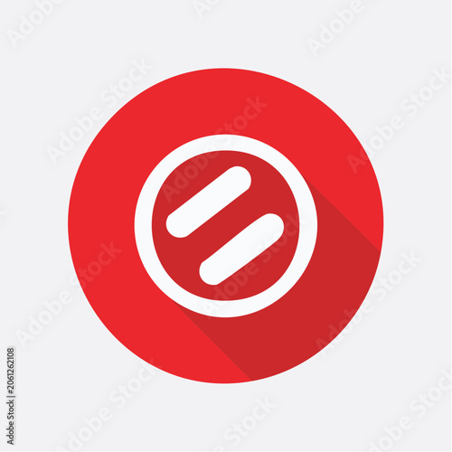 Red Circle with White Abstract Symbol and Shadow
