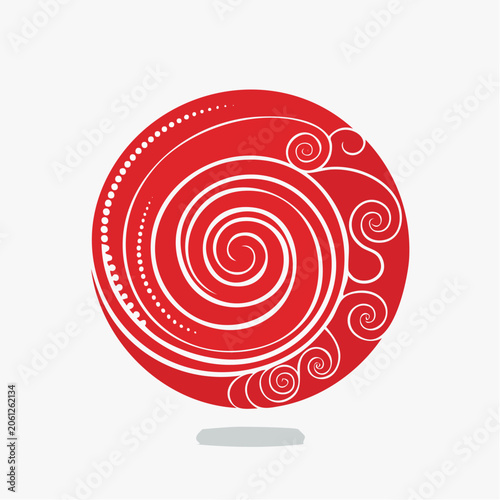 Red Swirls and Dots Circular Design