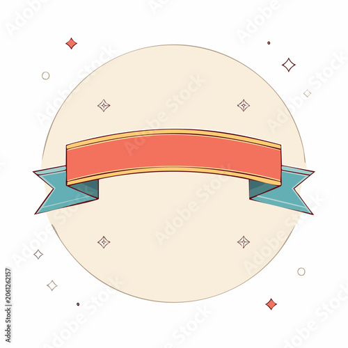 Retro Ribbon Banner with Stars and Circles