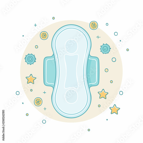 Sanitary Pad with Stars and Circles