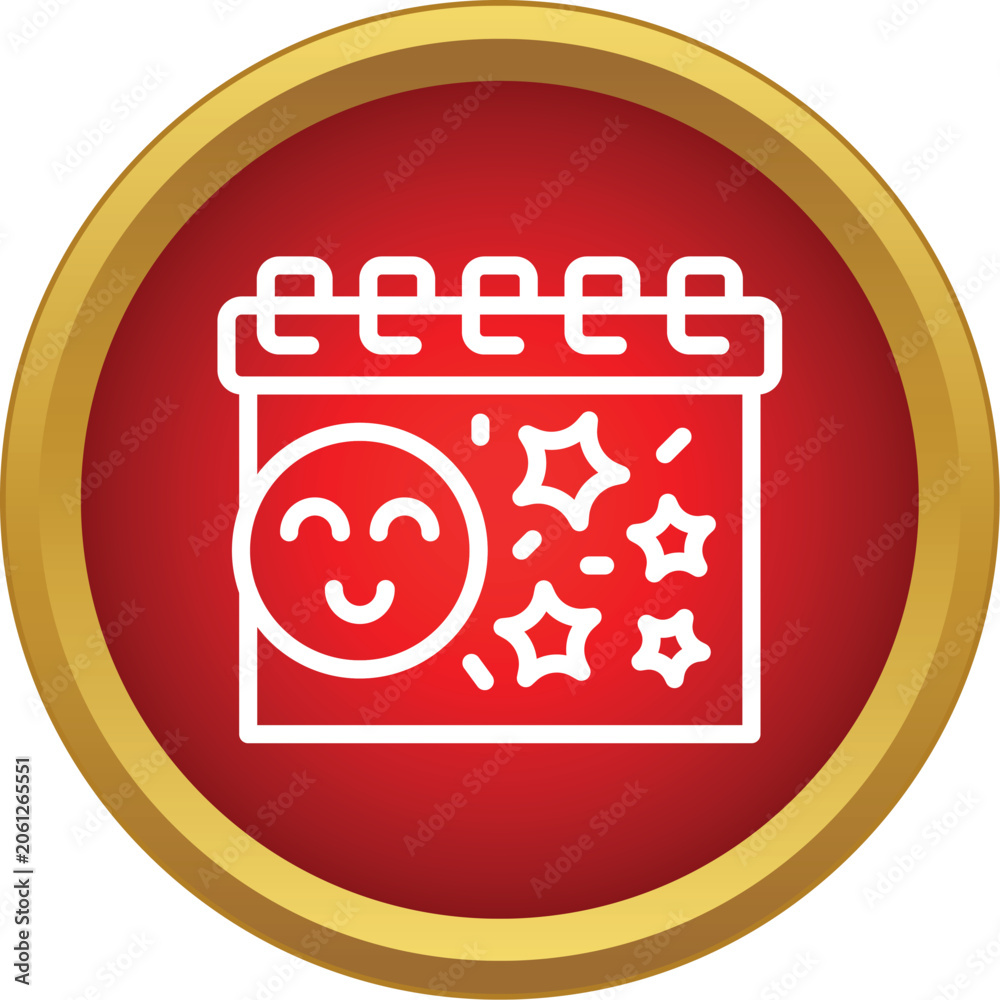 Obraz premium Calendar icon presenting a celebration with smiling face and stars