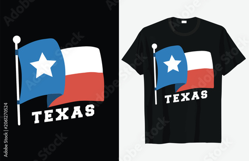Texas Flag Illustration With Text On Black And White Backgrounds
