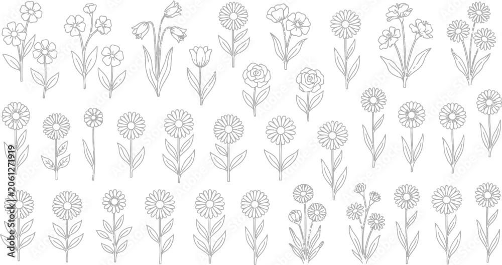 Obraz premium Collection of pixel art flowers and plants in various styles