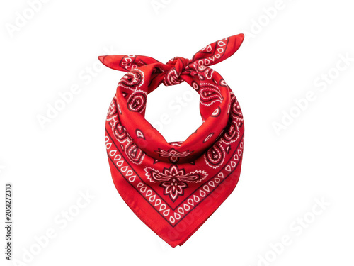 Red bandana fabric with fringe detail