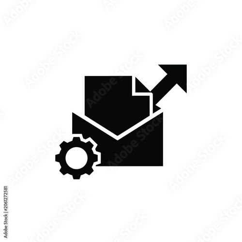 Fotografie Vector illustration email settings icon, envelope with gear and arrow, outgoing