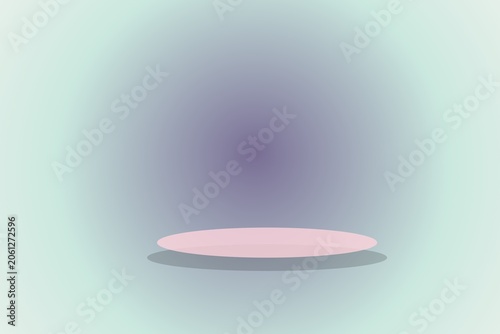 Minimalist pink oval platform on a soft gradient background