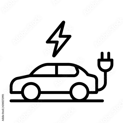 Electric vehicle charging station vector icon for sustainable transport and green energy