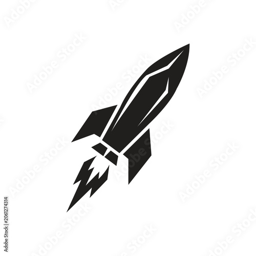 Futuristic Black Bird Silhouette with Spread Wings in Minimalist Style