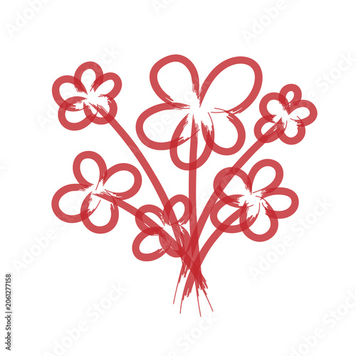 Abstract hand-drawn red flower bouquet, simple minimalist brush stroke doodle