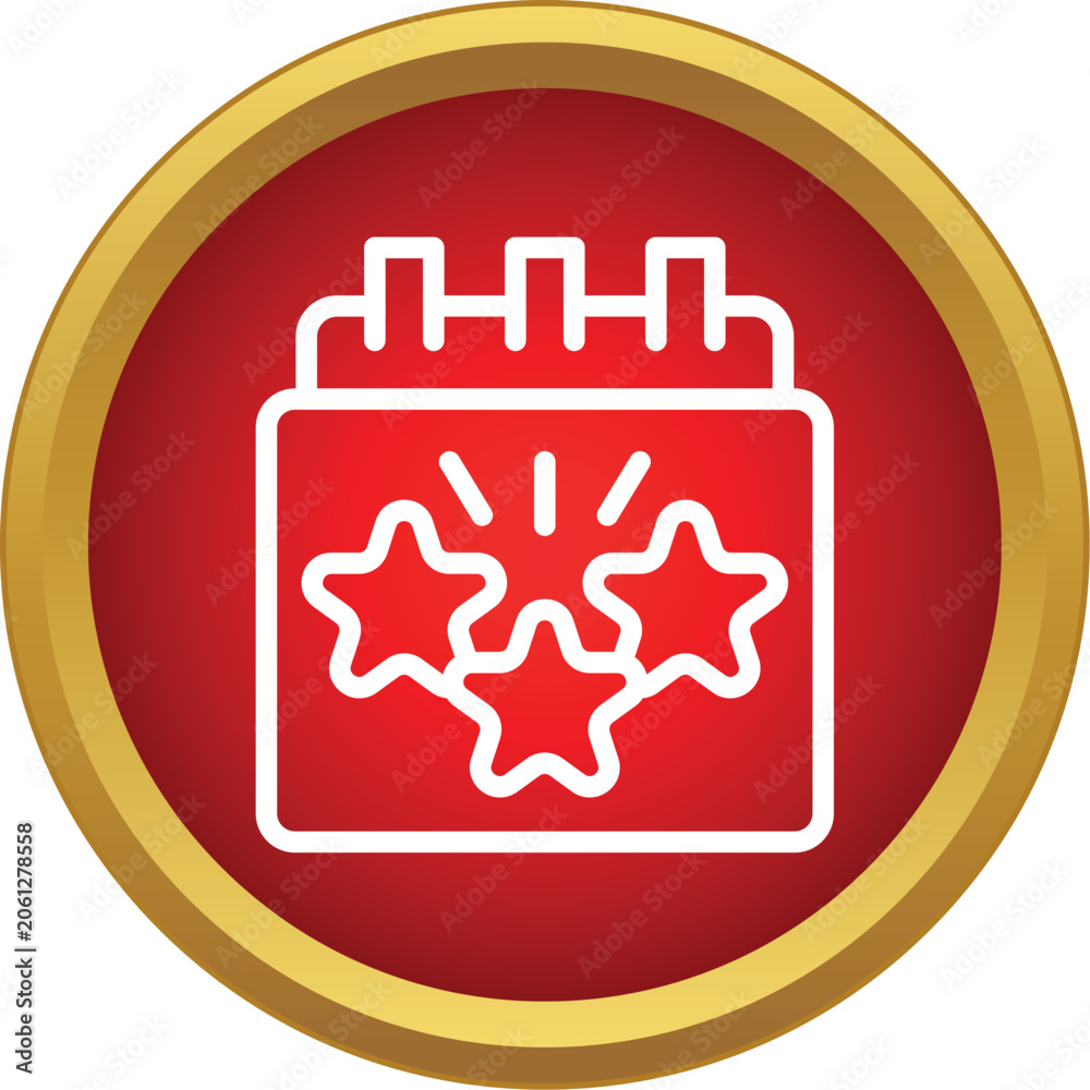 Fototapeta premium Calendar icon displaying three stars on a red background