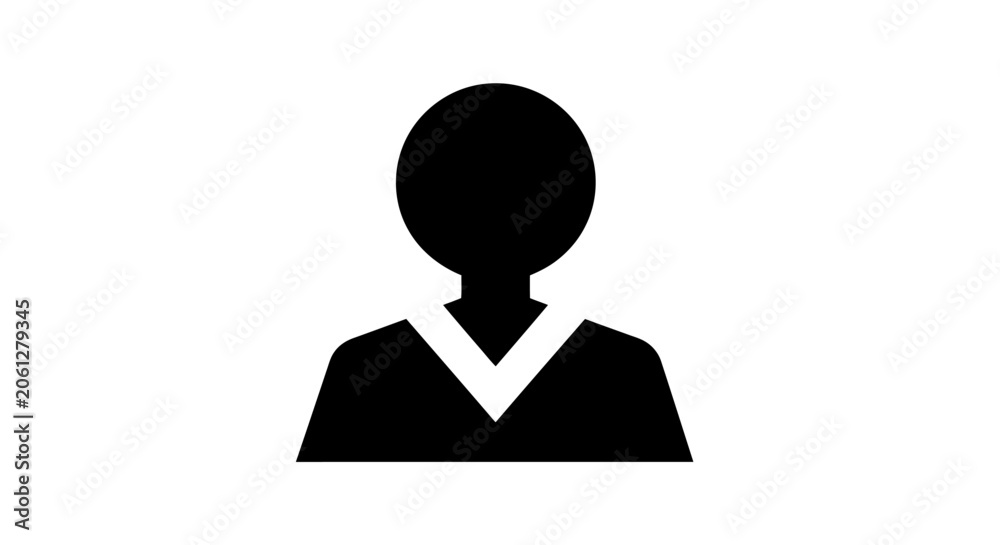 Obraz premium A black silhouette of a person wearing a V-neck shirt against a white background, whisks 7ed3k9 via RJ Whisk Auto