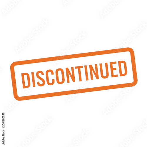Discontinued stamp in bold orange and white