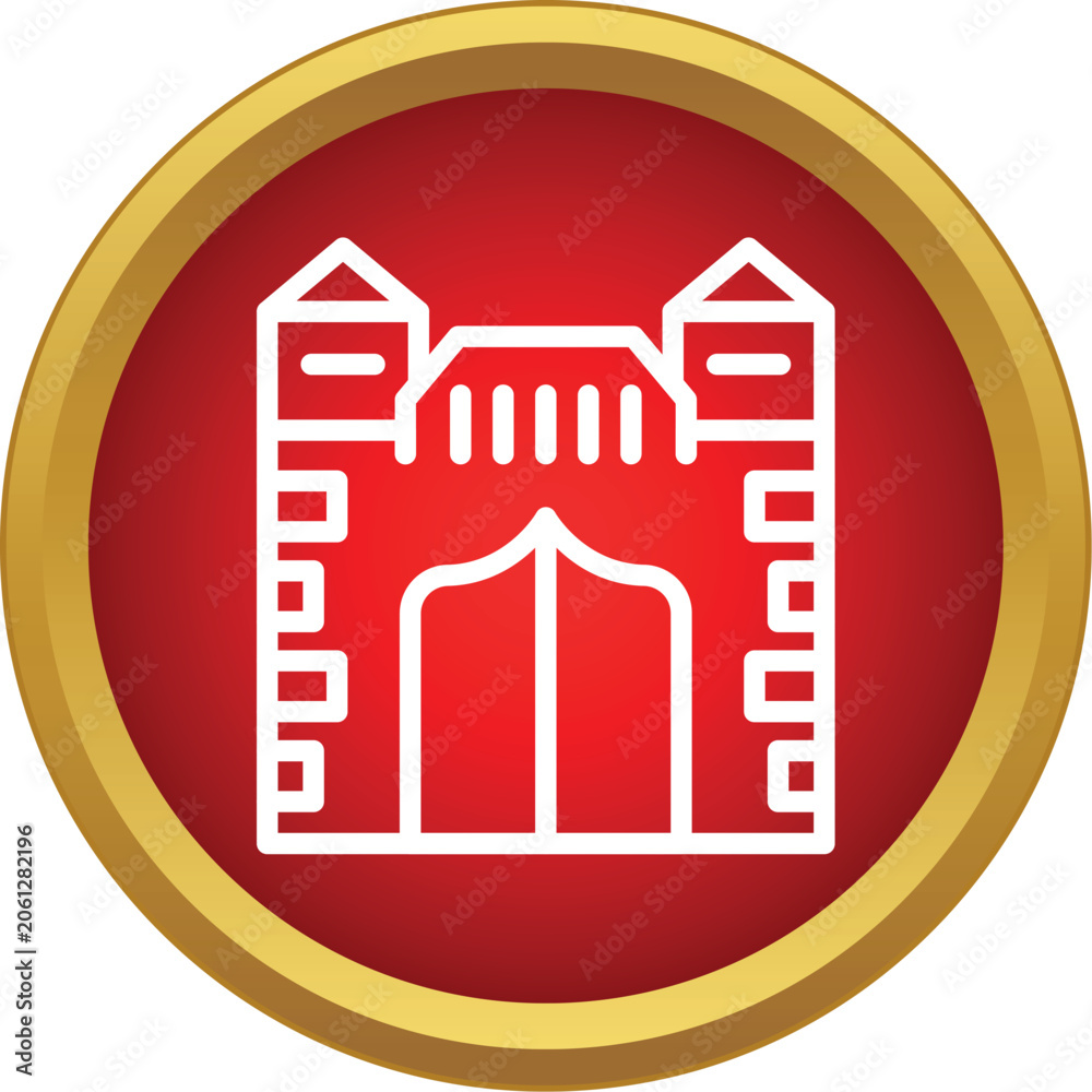 Naklejka premium Castle fortress gate line icon representing security and history