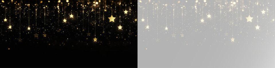 Golden light particles falling down as a magical rain of bright sparks for festive holidays and luxury event decoration designs
