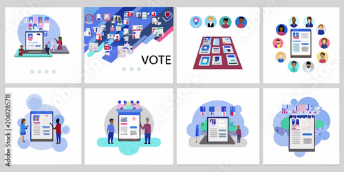 Photos Voting Scenes With Digital Devices A Vector Illustration Collection