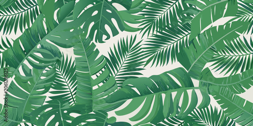 Canvastavla Tropical leaf pattern dense repeating design on white background