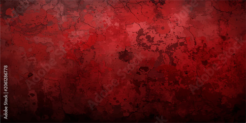 Tableau sur toile Grunge Red Wall Background with Vintage Texture Design and Rough Surface Pattern