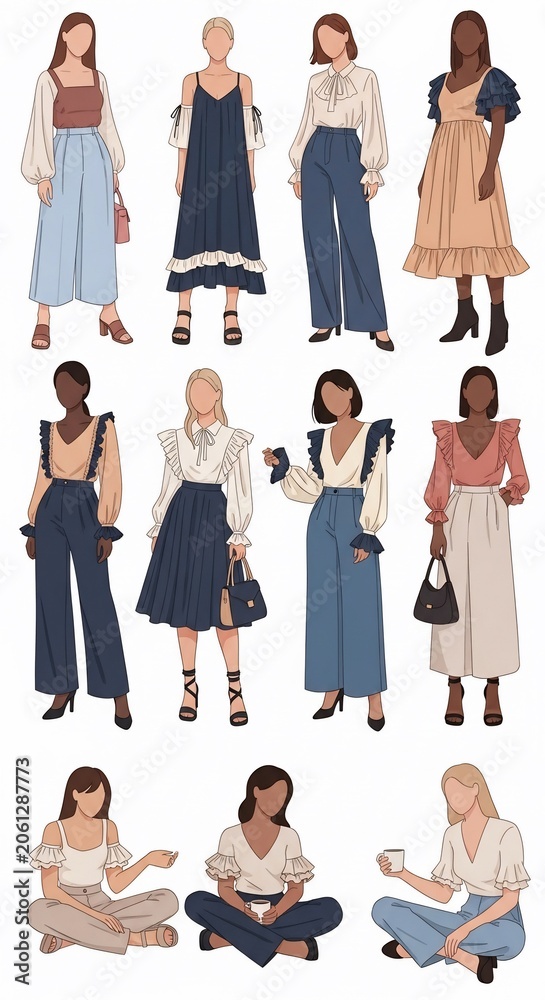 Obraz premium Soft Hues, Flowing Forms: A Gallery of Graceful Silhouettes