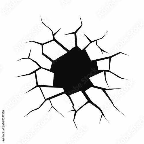 Cracked surface with black hole