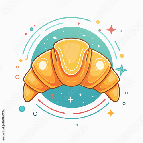 Stylized Croissant Illustration with Abstract Background