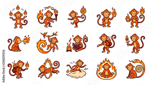 Photography Collection of Adorable Cartoon Monkeys in Various Poses.