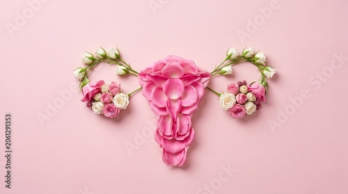 PMOS Awareness Uterus Made of Pink Roses on Soft Background