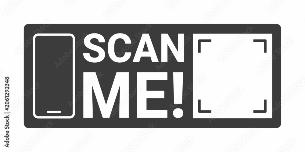 Fototapeta premium Modern QR code scan me graphic design with smartphone icon