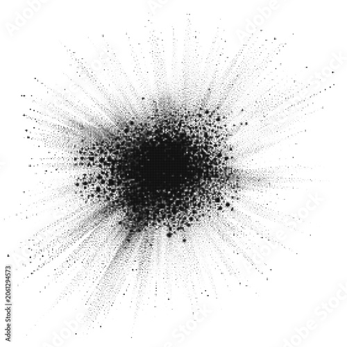 Abstract Star Explosion with Dotted Rays and Retro Bitmap Texture Background