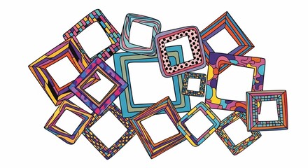 Kaleidoscope of Memories: Whimsical, hand-drawn frames bloom in vibrant, playful patterns.
